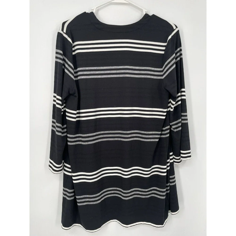 J. Jill Wearever Collection Black White Stripe Open Rayon Blend Cardigan Size SP